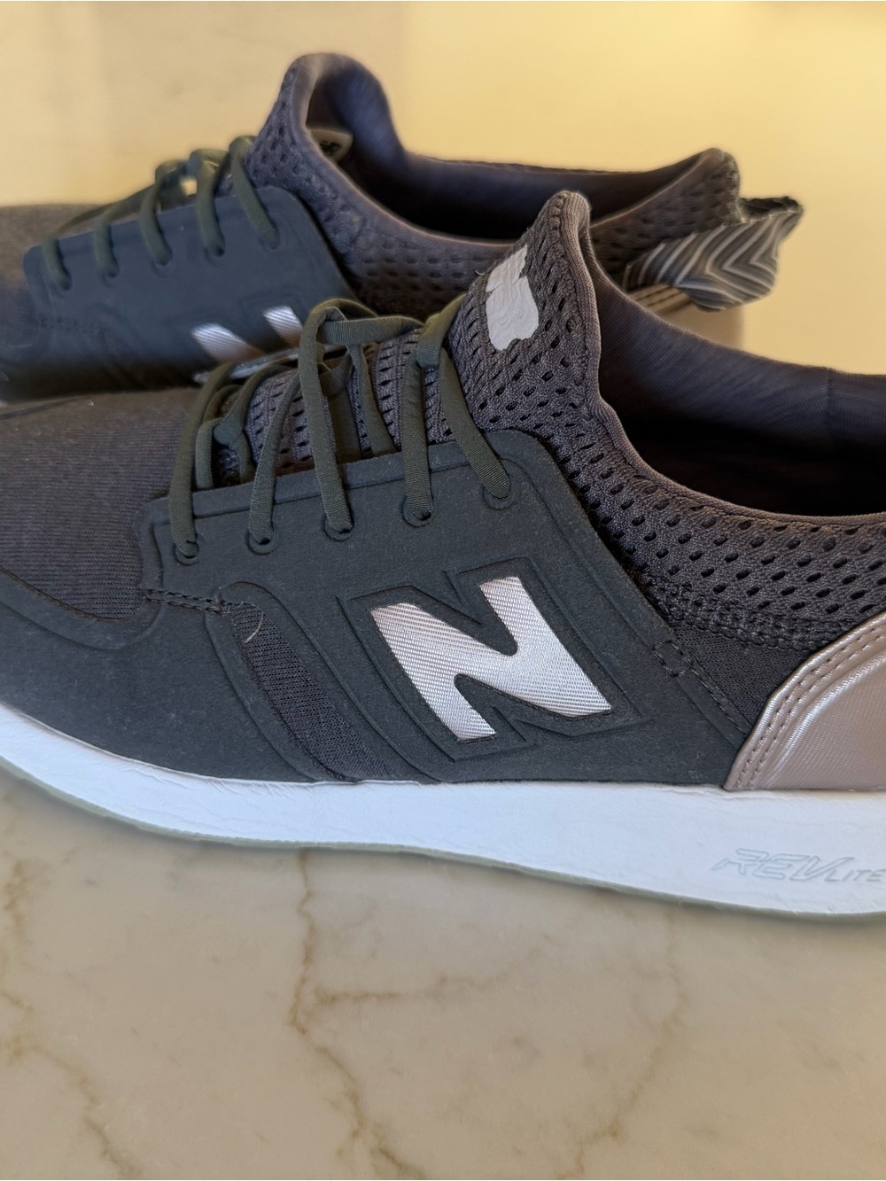 New Balance Women's Charcoal Gray and White Lightweight Sneakers